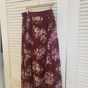 Torrid Burgundy Floral Chiffon Maxi Skirt with Shorts
